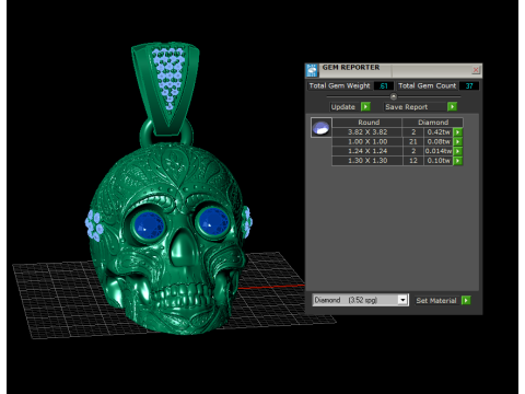 SKULL HEAD BLACK CRYSTAL PENDANT 3D PRINTABLE MODEL 3D Model