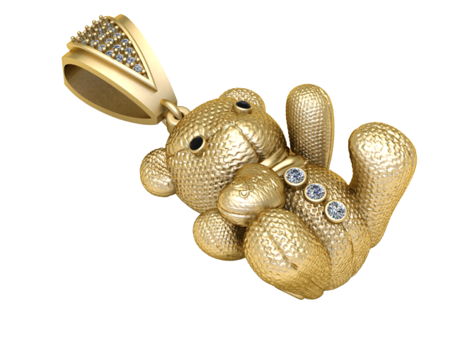 GOLDEN TEDDY BEAR PENDANT 3D PRINTABLE MODEL 3D Model .c4d .max .obj .3ds .fbx .stl .blend 