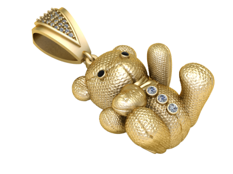GOLDEN TEDDY BEAR PENDANT 3D PRINTABLE MODEL 3Dモデル
