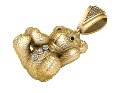 GOLDEN TEDDY BEAR PENDANT 3D PRINTABLE MODEL 3D Model