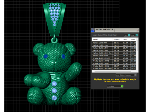 GOLDEN TEDDY BEAR PENDANT 3D PRINTABLE MODEL 3D Model