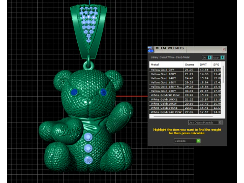 GOLDEN TEDDY BEAR PENDANT 3D PRINTABLE MODEL 3D Model