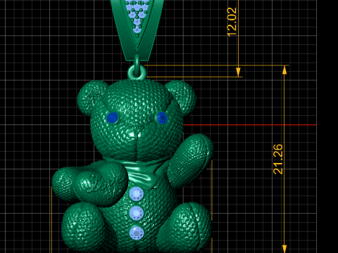 GOLDEN TEDDY BEAR PENDANT 3D PRINTABLE MODEL 3D Model