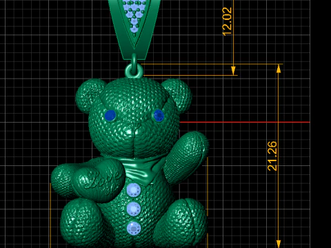 GOLDEN TEDDY BEAR PENDANT 3D PRINTABLE MODEL 3D Model