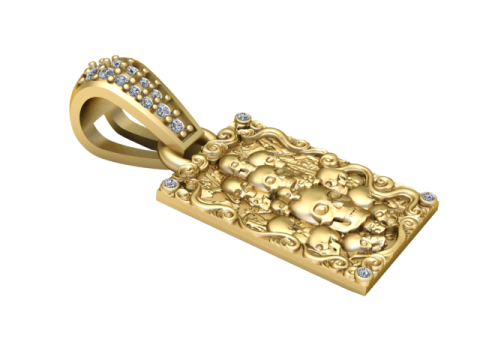 SKULL HEADS CARD PENDANT 3D PRINTABLE MODEL Model 3D