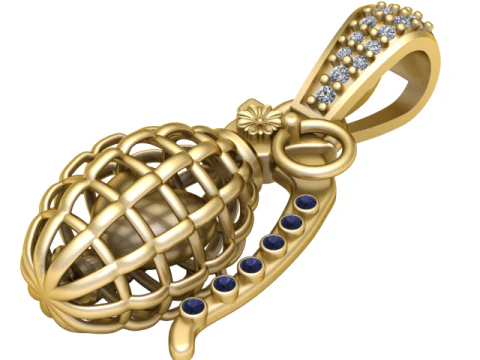 HAND GRENADE PENDANT 3D PRINTABLE MODEL 3D Model