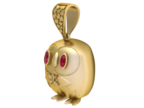 GOLD OWL PENDANT 3D PRINTABLE MODEL Modello 3D