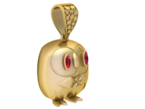 GOLD OWL PENDANT 3D PRINTABLE MODEL Modello 3D