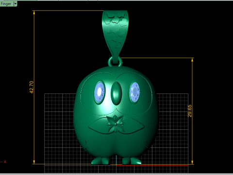 GOLD OWL PENDANT 3D PRINTABLE MODEL Modello 3D