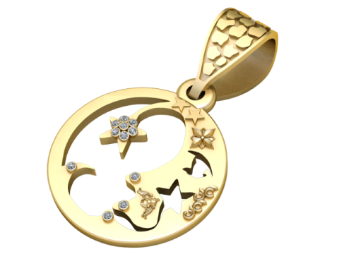 UNIQUE DESIGN GOLD COIN PENDANT 3D PRINTABLE MODEL 3D Model