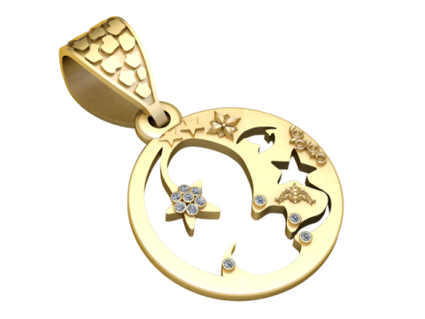 UNIQUE DESIGN GOLD COIN PENDANT 3D PRINTABLE MODEL 3D Model