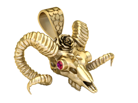 GOAD HEAD SKULL PENDANT 3D PRINTABLE MODEL 3D मॉडल