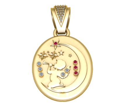 BABY ON THE MOON PENDANT 3D PRINTABLE MODEL 3D Model