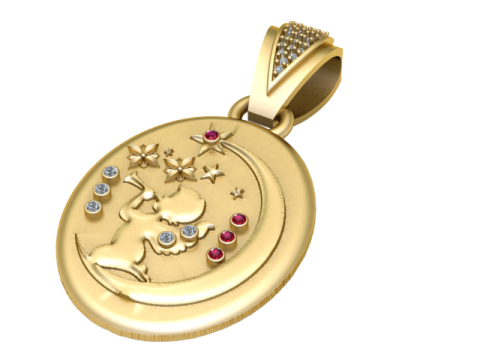BABY ON THE MOON PENDANT 3D PRINTABLE MODEL 3Dモデル