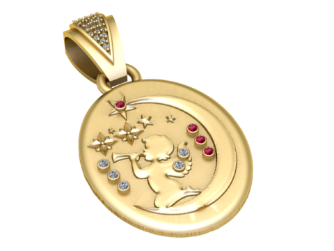 BABY ON THE MOON PENDANT 3D PRINTABLE MODEL 3Dモデル