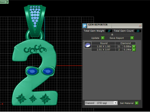 NUMBER 2 GOLDEN PENDANT 3D PRINTABLE MODEL 3D Model