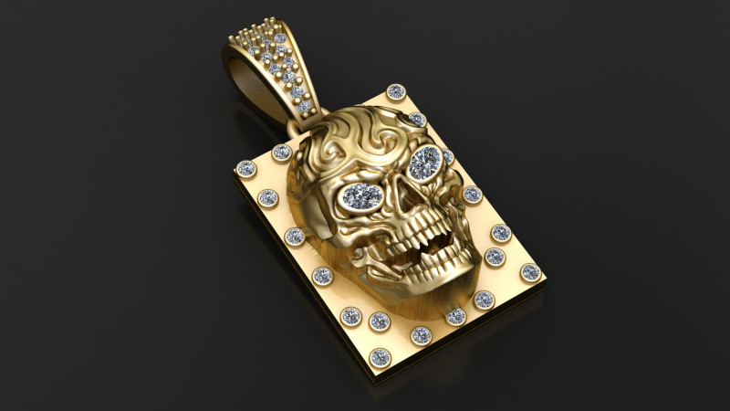 KULL FACE CARD PENDANT 3D PRINTABLE MODEL 3D 模型 .c4d .max .obj .3ds .fbx .stl .blend 