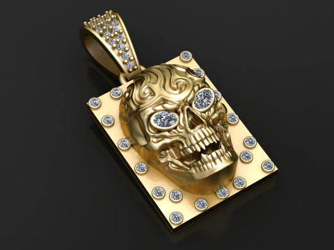 KULL FACE CARD PENDANT 3D PRINTABLE MODEL 3D Model