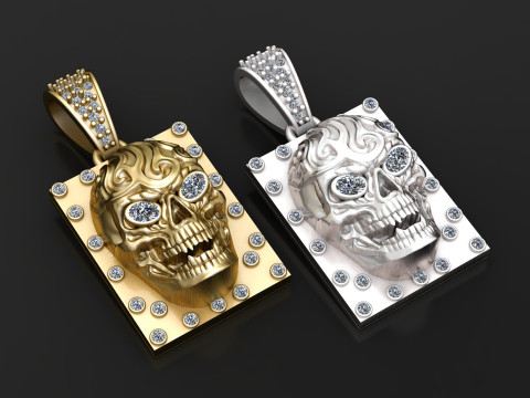KULL FACE CARD PENDANT 3D PRINTABLE MODEL 3D 模型