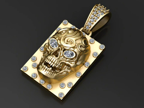 KULL FACE CARD PENDANT 3D PRINTABLE MODEL 3D Model