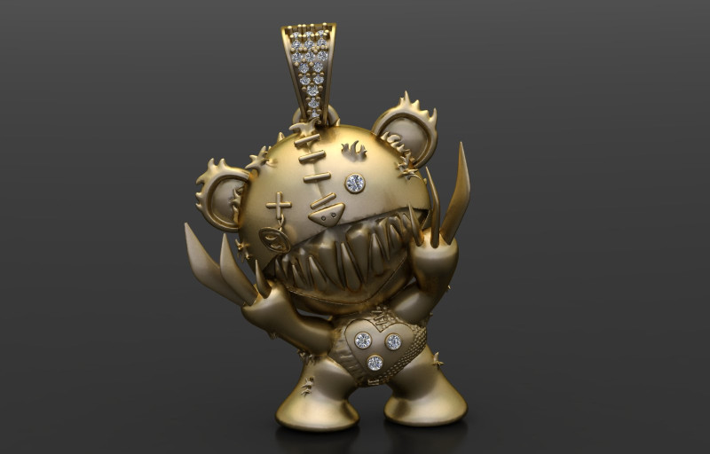 SCARY BEAR PENDANT 3D PRINTABLE MODEL Modelo 3D .c4d .max .obj .3ds .fbx .stl .blend 