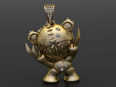 SCARY BEAR PENDANT 3D PRINTABLE MODEL 3D 모델