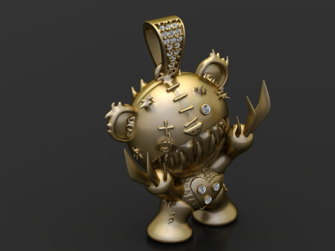 SCARY BEAR PENDANT 3D PRINTABLE MODEL Modelo 3D