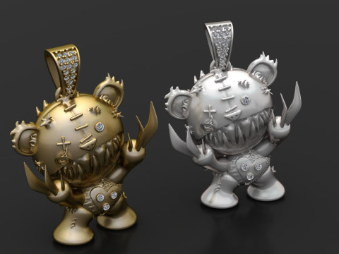SCARY BEAR PENDANT 3D PRINTABLE MODEL Modelo 3D