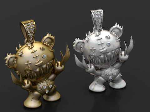 SCARY BEAR PENDANT 3D PRINTABLE MODEL 3D Model