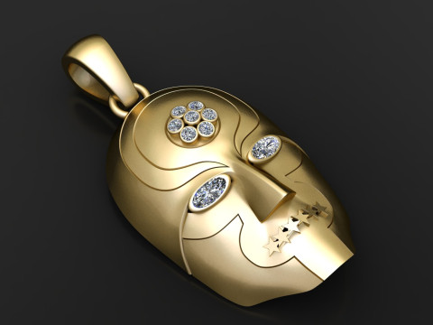 GOLDEN FACE MASK PENDANT 3D PRINTABLE MODEL 3D Model