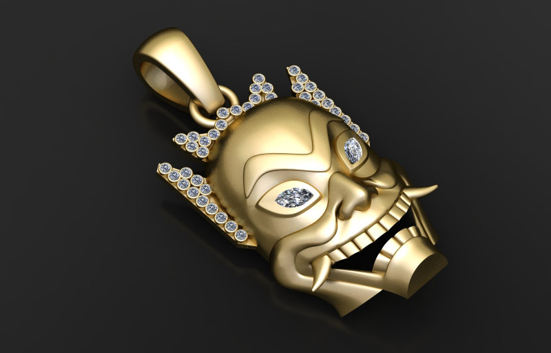 DEVIL FACE MASK PENDANT 3D PRINTABLE MODEL 3Dモデル .c4d .max .obj .3ds .fbx .stl .blend 