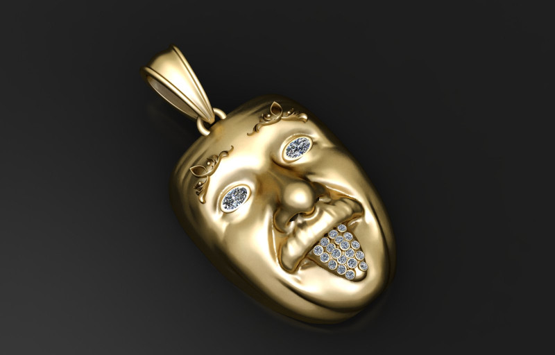FACE MASK PENDANT 3D PRINTABLE MODEL 3D Model .c4d .max .obj .3ds .fbx .stl .blend 