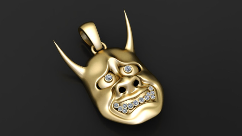 DEMON FACE MASK PENDANT 3D PRINTABLE MODEL Modèle 3D .c4d .max .obj .3ds .fbx .stl .blend 