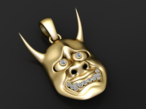 DEMON FACE MASK PENDANT 3D PRINTABLE MODEL Modèle 3D
