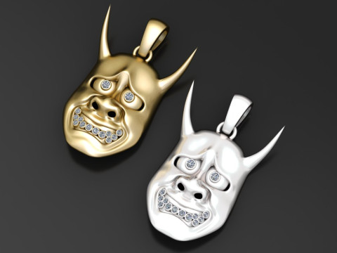 DEMON FACE MASK PENDANT 3D PRINTABLE MODEL Modèle 3D