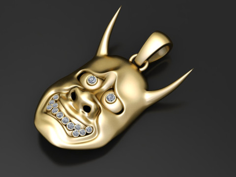 DEMON FACE MASK PENDANT 3D PRINTABLE MODEL Modèle 3D