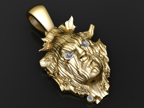 WOODEN MEN FACE PENDANT 3D PRINTABLE MODEL Modèle 3D