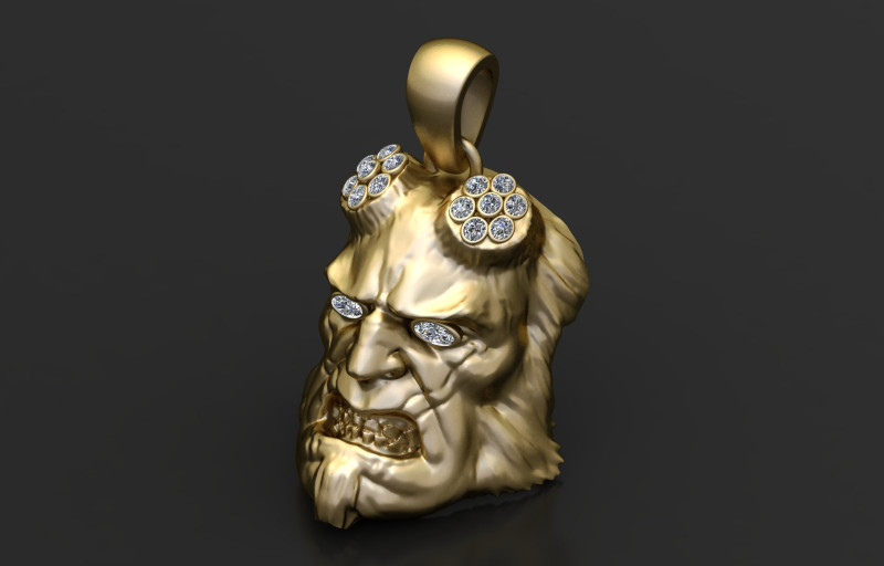 HELLBOY FACE PENDANT 3D PRINTABLE MODEL 3D 模型 .c4d .max .obj .3ds .fbx .stl .blend 