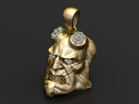 HELLBOY FACE PENDANT 3D PRINTABLE MODEL 3D Model
