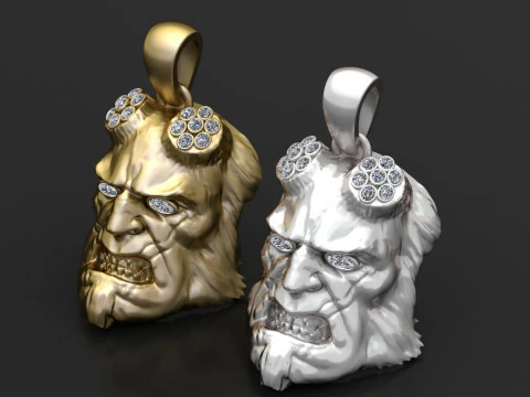 HELLBOY FACE PENDANT 3D PRINTABLE MODEL 3D Model