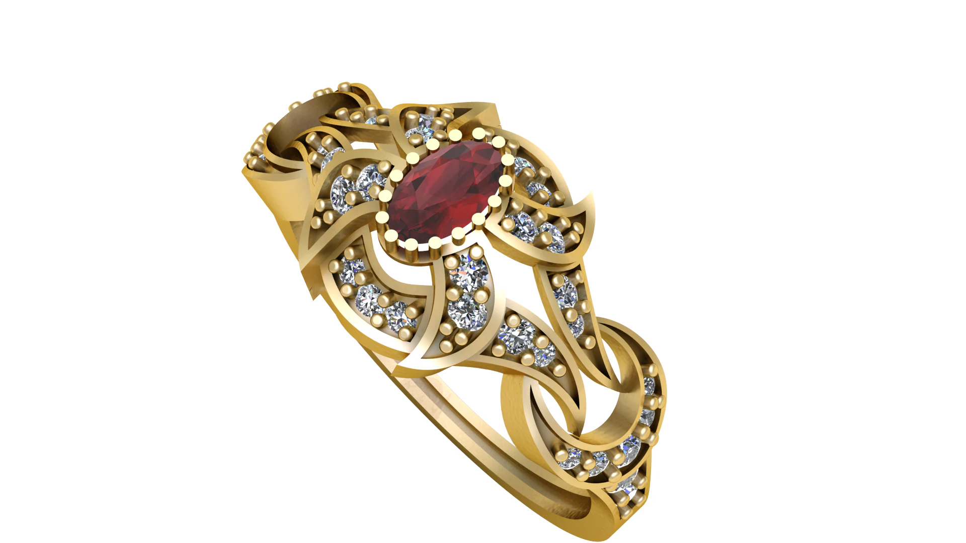 WEDDING RUBY RING 3D PRINTABLE MODEL 3D Model .c4d .max .obj .3ds .fbx .stl .blend 