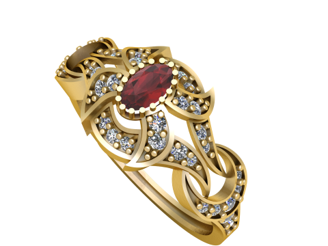 WEDDING RUBY RING 3D PRINTABLE MODEL Modèle 3D