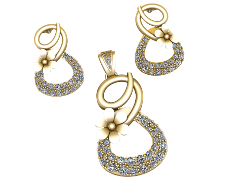 GOLDEN FLOWER DESIGN LOCKET SET 3D PRINTABLE MODEL Modèle 3D