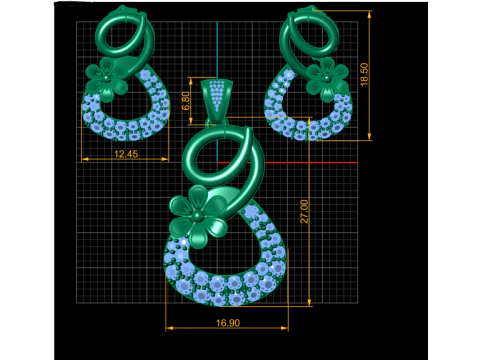 GOLDEN FLOWER DESIGN LOCKET SET 3D PRINTABLE MODEL 3D Model