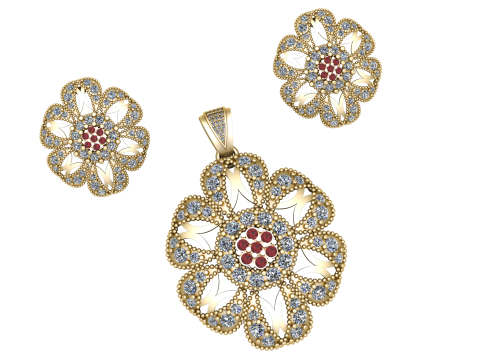 GOLD RUBY LOCKET SET 3D PRINTABLE MODEL 3D Model