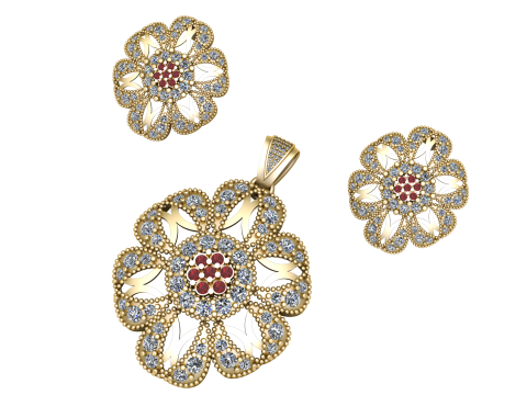 GOLD RUBY LOCKET SET 3D PRINTABLE MODEL 3Dモデル