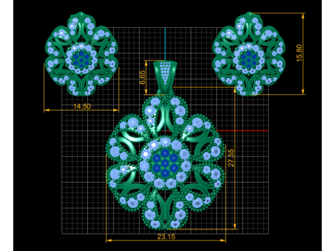 GOLD RUBY LOCKET SET 3D PRINTABLE MODEL 3Dモデル