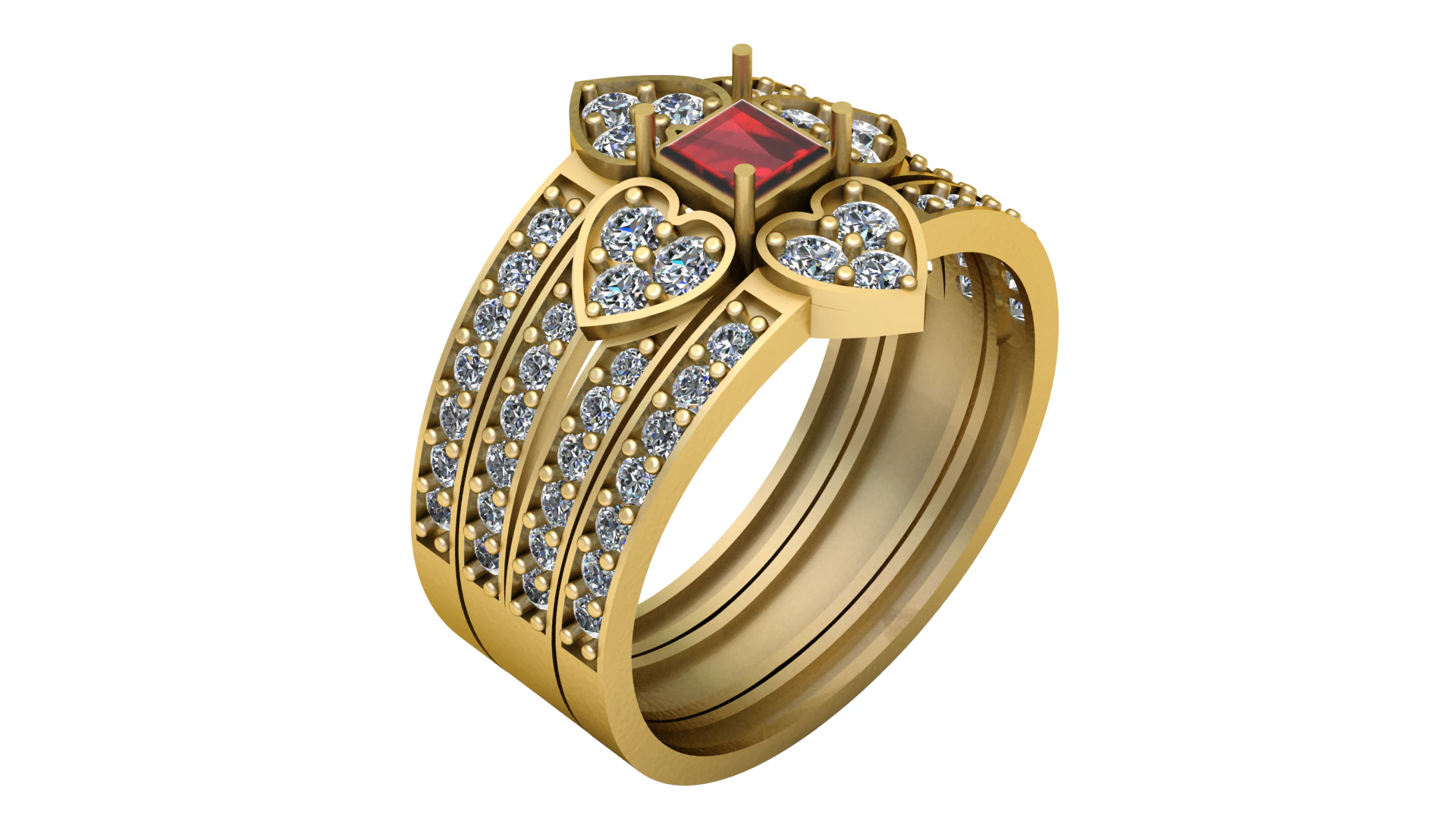 HEART DESIGN RING 3D PRINTABLE MODEL 3D Model .c4d .max .obj .3ds .fbx .stl .blend 