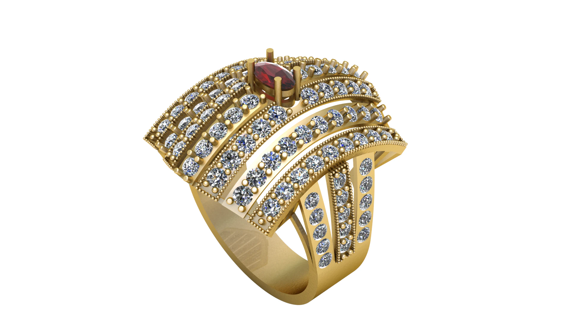 HIP HOP LUXURY RING 3D PRINTABLE MODEL 3D Model .c4d .max .obj .3ds .fbx .stl .blend 