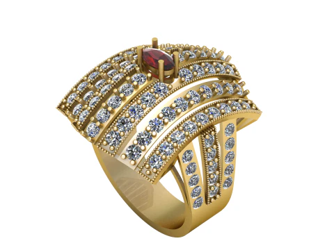 HIP HOP LUXURY RING 3D PRINTABLE MODEL 3D Model